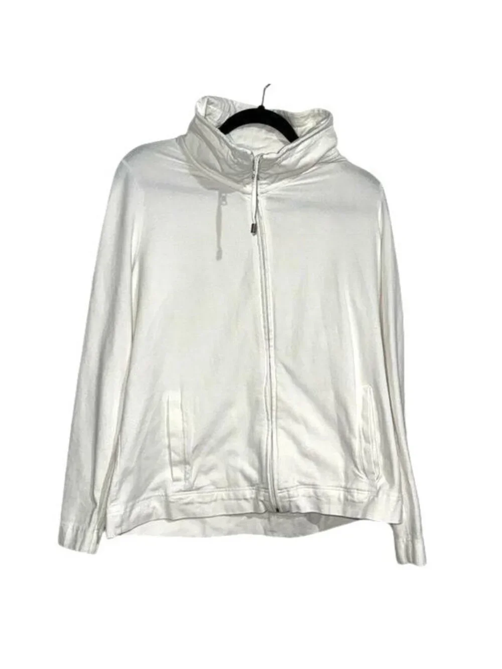 Womens White Zip-Up Jacket Croft & Barrow XL Cotton Blend Lightweight Hoodie - Picture 1 of 8